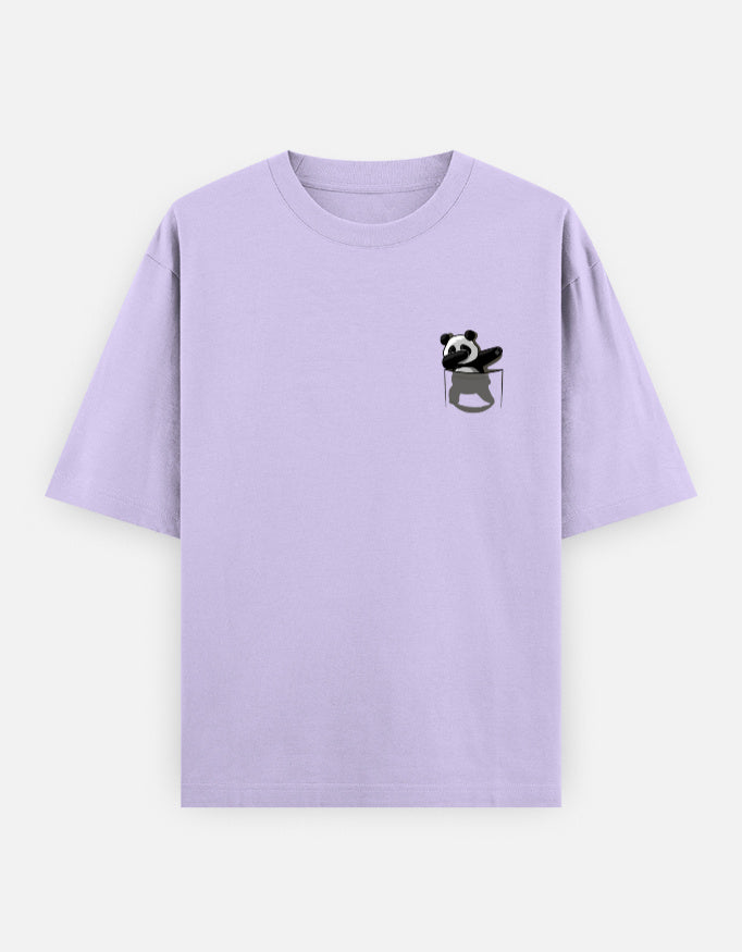 Lavender t-shirt with a small graphic on a white background