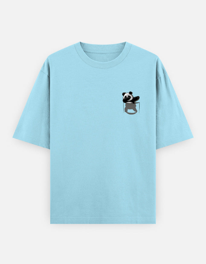 Light blue t-shirt with a panda design on a white background