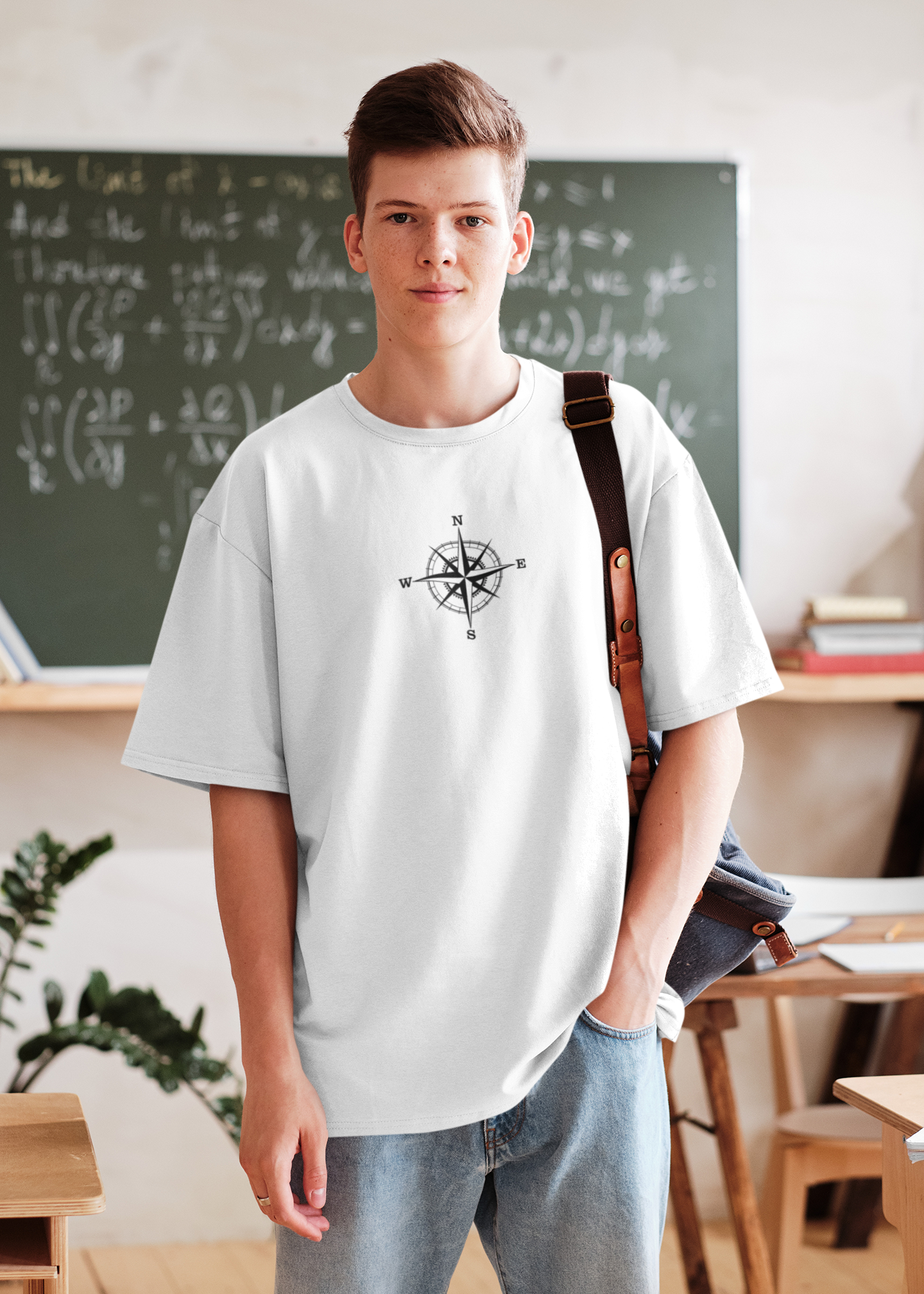 True North Oversized T-Shirt – Minimal Compass Design Streetwear by WildSoull