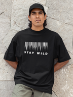 Stay Wild Oversized T-Shirt – Barcode Forest Design Streetwear by WildSoull