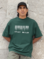 Stay Wild Oversized T-Shirt – Barcode Forest Design Streetwear by WildSoull